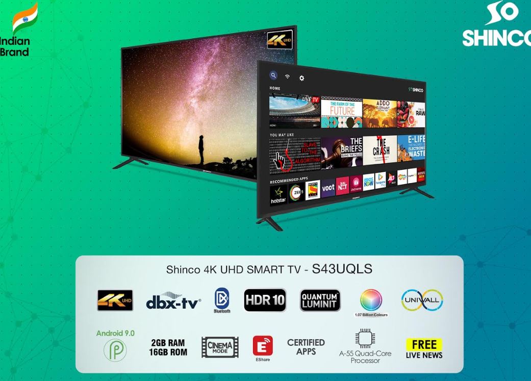 Shinco S43UQLS 4K Ultra HD Smart Tv 109cm 43 S43UQLSwith Android 9.0