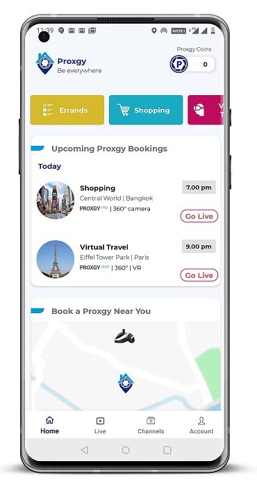 Proxgy App Homescreen