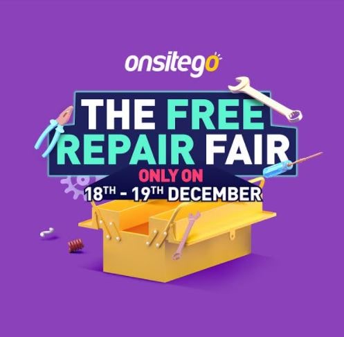 Onsitego is offering Free Repairs to all on 18Th 19Th December 2020 min