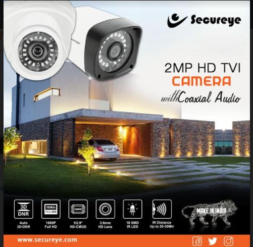 Secureye launches 2MP HD TVI Camera with Coaxial Audio