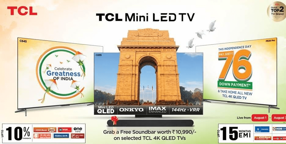 TCL offers free soundbars with its selected range of 4K